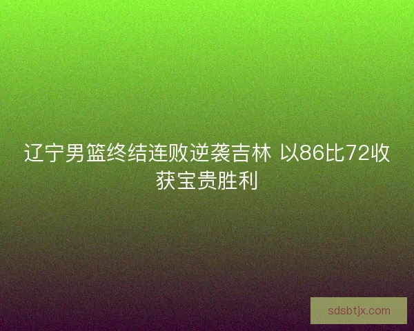 辽宁男篮终结连败逆袭吉林 以86比72收获宝贵胜利