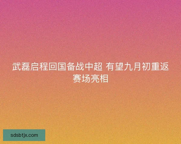 武磊启程回国备战中超 有望九月初重返赛场亮相